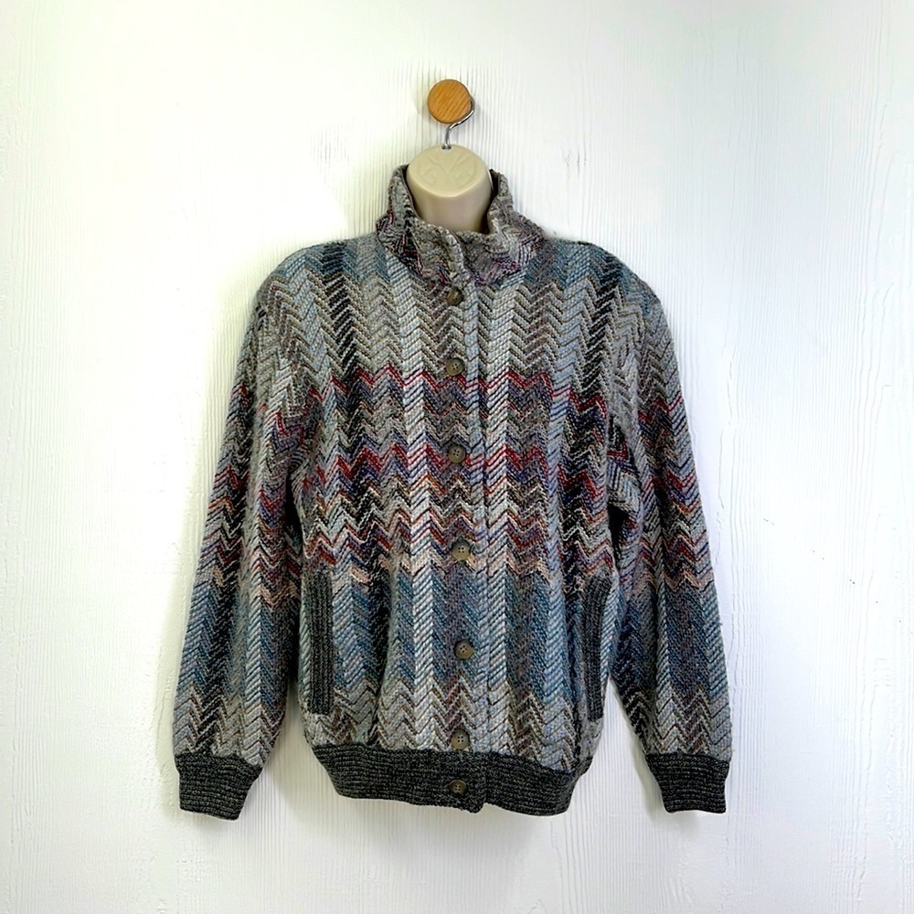 Neiman Marcus - Vintage Light Colored Wool Mohair Button Down Cardigan Size Sm